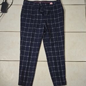 Top Man Men's Navy Checkered Pants